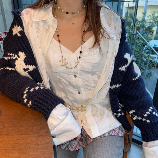 Möbius Strip Floral Printed White Shirt